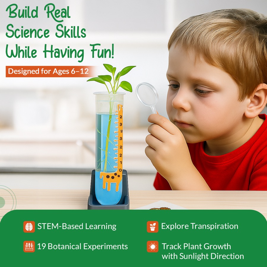 Child doing plant experiments